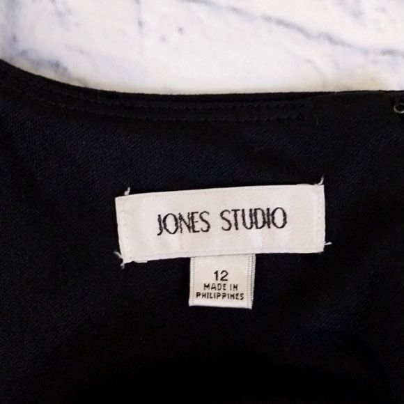 Jones Studio Dress Black Tan Colorblock Sz 12 - Picture 5 of 5